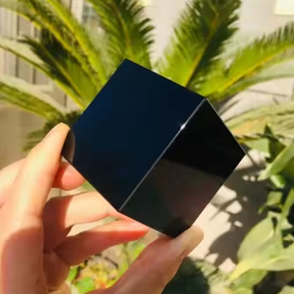Paper Weight Crystal - Cube d'obsidienne noire naturelle, pierre de